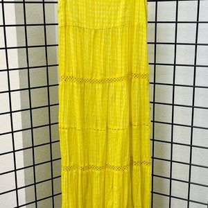 Free People Intimately yellow maxi dress with metallic gold stripes SP